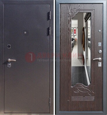 Черная входная дверь с зеркалом МДФ внутри ДЗ-29 в Петрозаводске