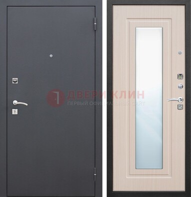 Черная входная дверь с зеркалом МДФ внутри ДЗ-31 в Петрозаводске