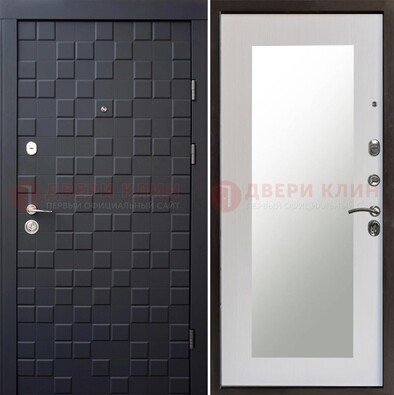 Черная стальная дверь МДФ и зеркалом ДЗ-50 в Петрозаводске