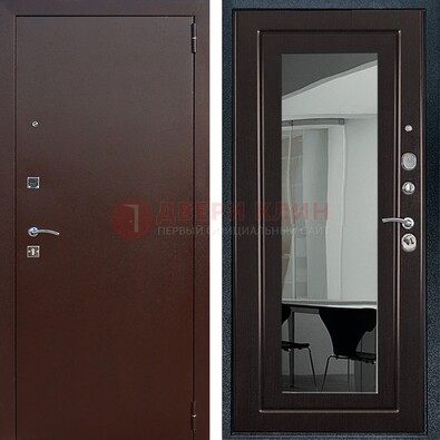 Металлическая дверь с порошковым напылением с МДФ и зеркалом ДЗ-61 в Петрозаводске