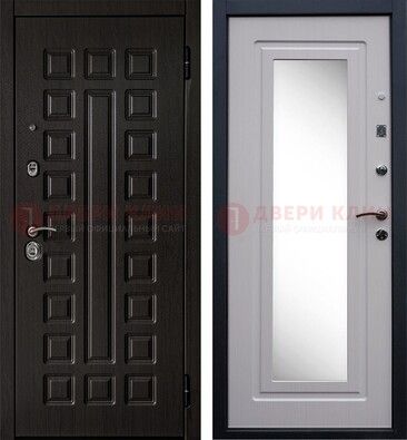 Черная филенчатая металлическая дверь МДФ с зеркалом ДЗ-83 в Петрозаводске