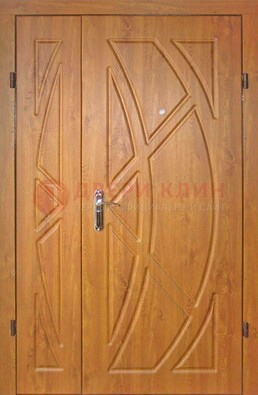 Полуторная металлическая дверь с МДФ золотой дуб ПЛ-17 в Петрозаводске